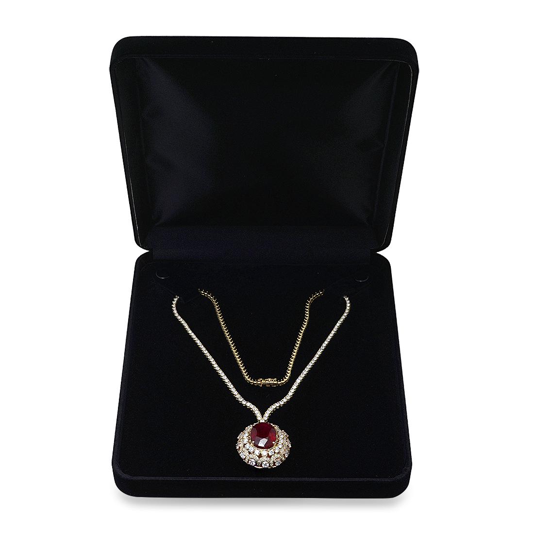 18K Yellow Gold and 14K Rose Gold 15.45ct Ruby and 10.65ct Diamond Necklace