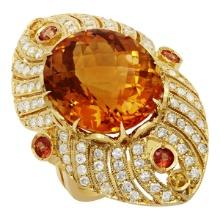 14k Yellow Gold 18.81ct Citrine 0.95ct Sapphire 1.59ct Diamond Ring