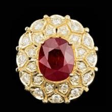 14K Yellow Gold 8.87ct Ruby and 1.67ct Diamond Ring