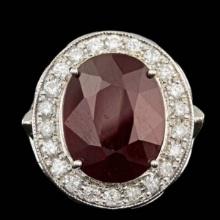 14K White Gold 12.69ct Ruby and 1.91ct Diamond Ring