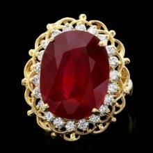 14K Yellow Gold 15.78ct Ruby and 0.70ct Diamond Ring