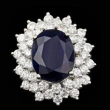 14K White Gold 9.30ct Sapphire and 2.82ct Diamond Ring