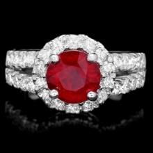 14K White Gold 2.95ct Ruby and 1.20ct Diamond Ring
