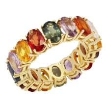 14k Yellow Gold 8.40ct Sapphire Eternity Band Ring