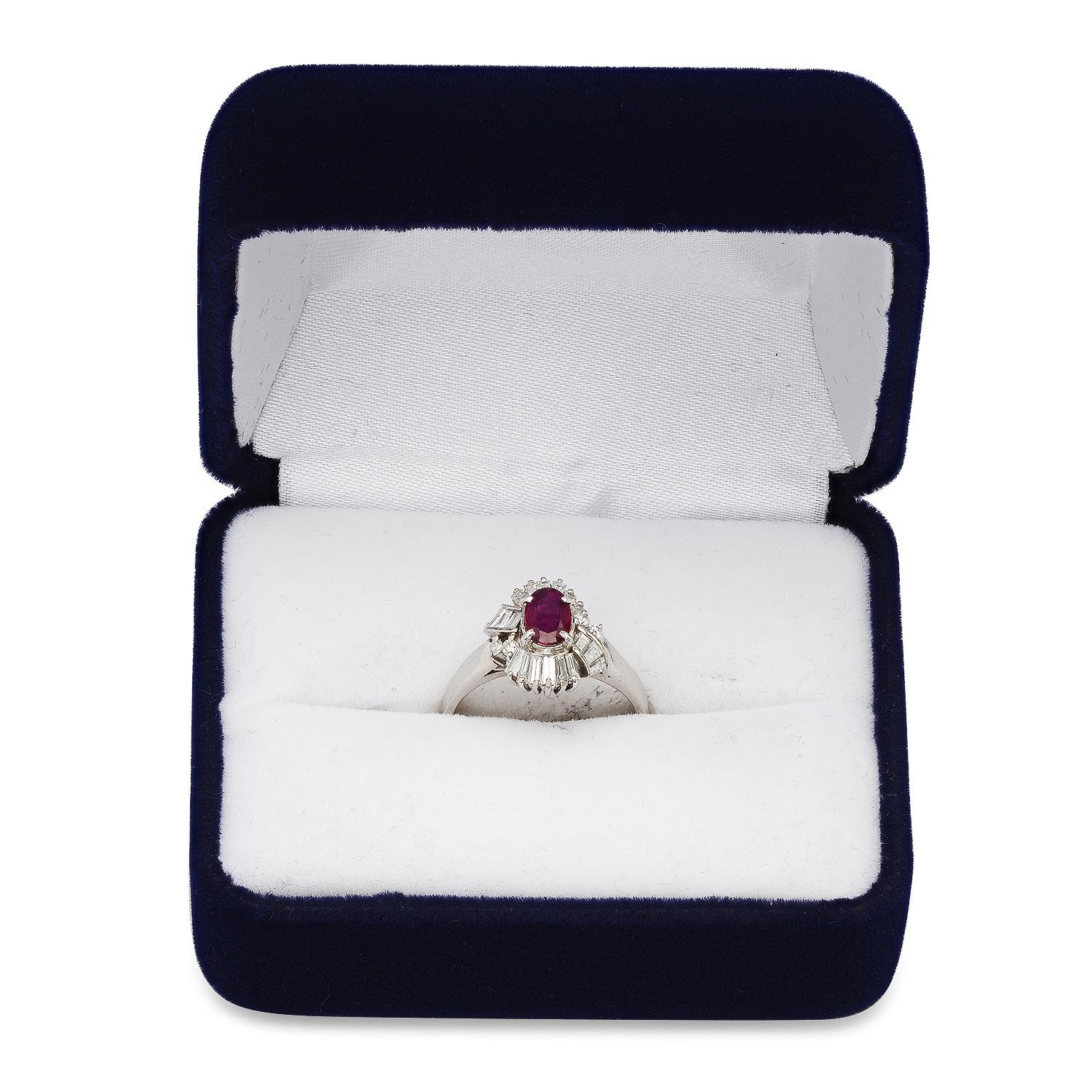 Platinum Setting with 0.57ct Ruby and 0.47ct Diamond Ladies Ring