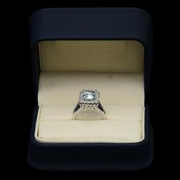 14K White Gold 3.50ct Aquamarine and 0.99ct Diamond Ring