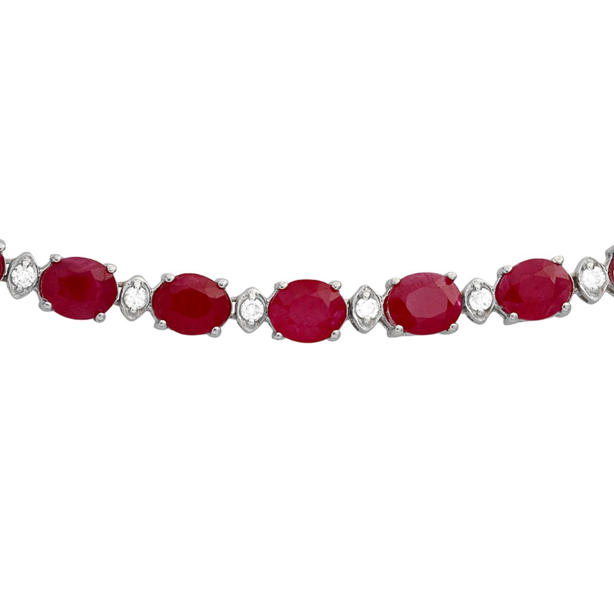 14k White Gold 38.51ct Ruby 1.49ct Diamond Necklace