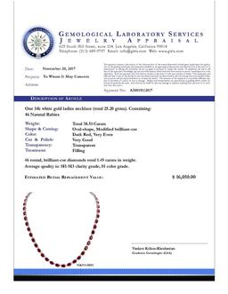 14k White Gold 38.51ct Ruby 1.49ct Diamond Necklace
