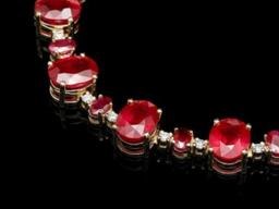 14K Yellow Gold 68.85ct Ruby and 1.82ct Diamond Necklace