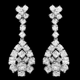 14K White Gold and 3.02ct Diamond Earrings