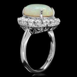 14K White Gold 4.36ct Opal and 1.33ct Diamond Ring