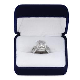 14K White Gold Two Ring Bridal Set with 1.42tcw Diamond Ladies Ring