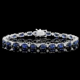 14K Gold 12.25ct Sapphire 0.47ct Diamond Bracelet