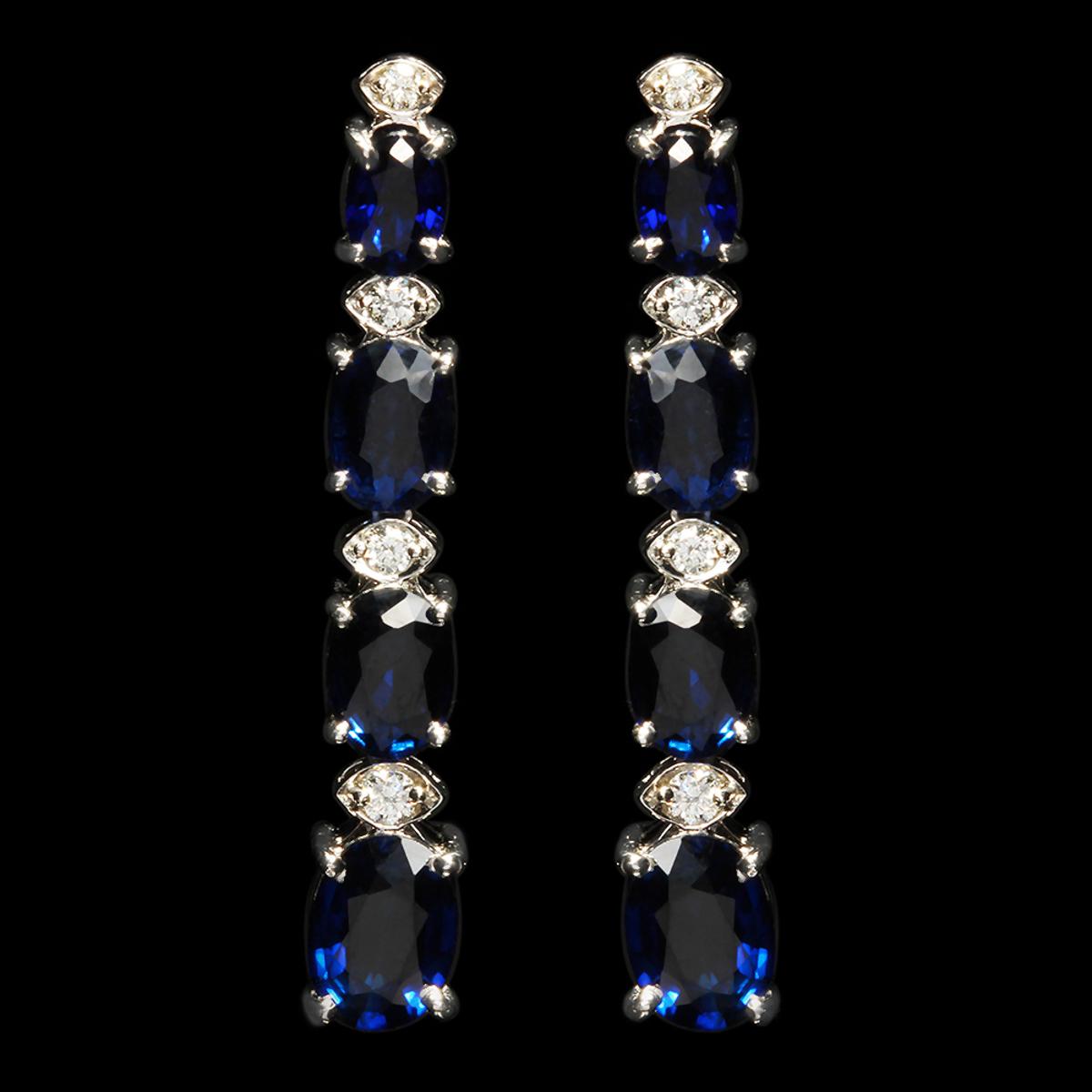 14k White Gold 1.50ct Sapphire 0.48ct Diamond Earrings
