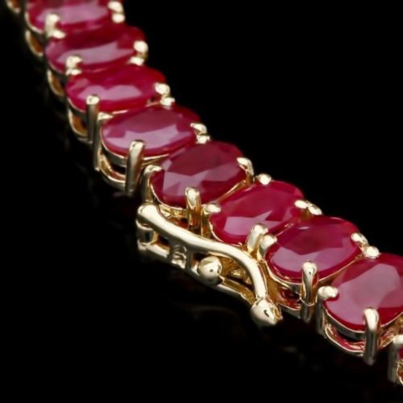 14K Yellow Gold 55.35ct Ruby and 1.20ct Diamond Necklace