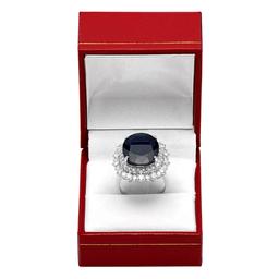14k White Gold 13.25ct Sapphire 2.03ct Diamond Ring