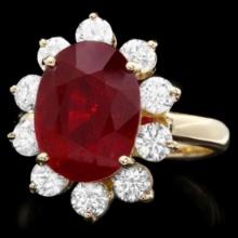 14K Yellow Gold7.86ct Ruby and 1.38ct Diamond Ring