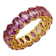 14k Yellow Gold 10.19ct Pink Sapphire Eternity Band Ring
