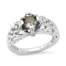 18K White Gold Setting with 1.17ct Green Sapphire and 0.33ct Diamond Ring