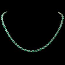 14K Yellow Gold 17.65ct Emerald and 0.75ct Diamond Necklace