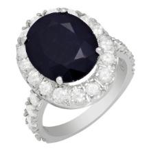 14k White Gold 7.61ct Sapphire 2.09ct Diamond Ring