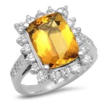14K White Gold 4.11ct Beryl and 1.17ct Diamond Ring