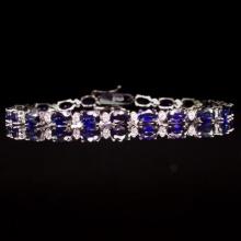 14K Gold 9.25ct Sapphire 0.75ct Diamond Bracelet