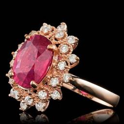 14K Rose Gold 4.23ct Ruby and 0.62ct Diamond Ring