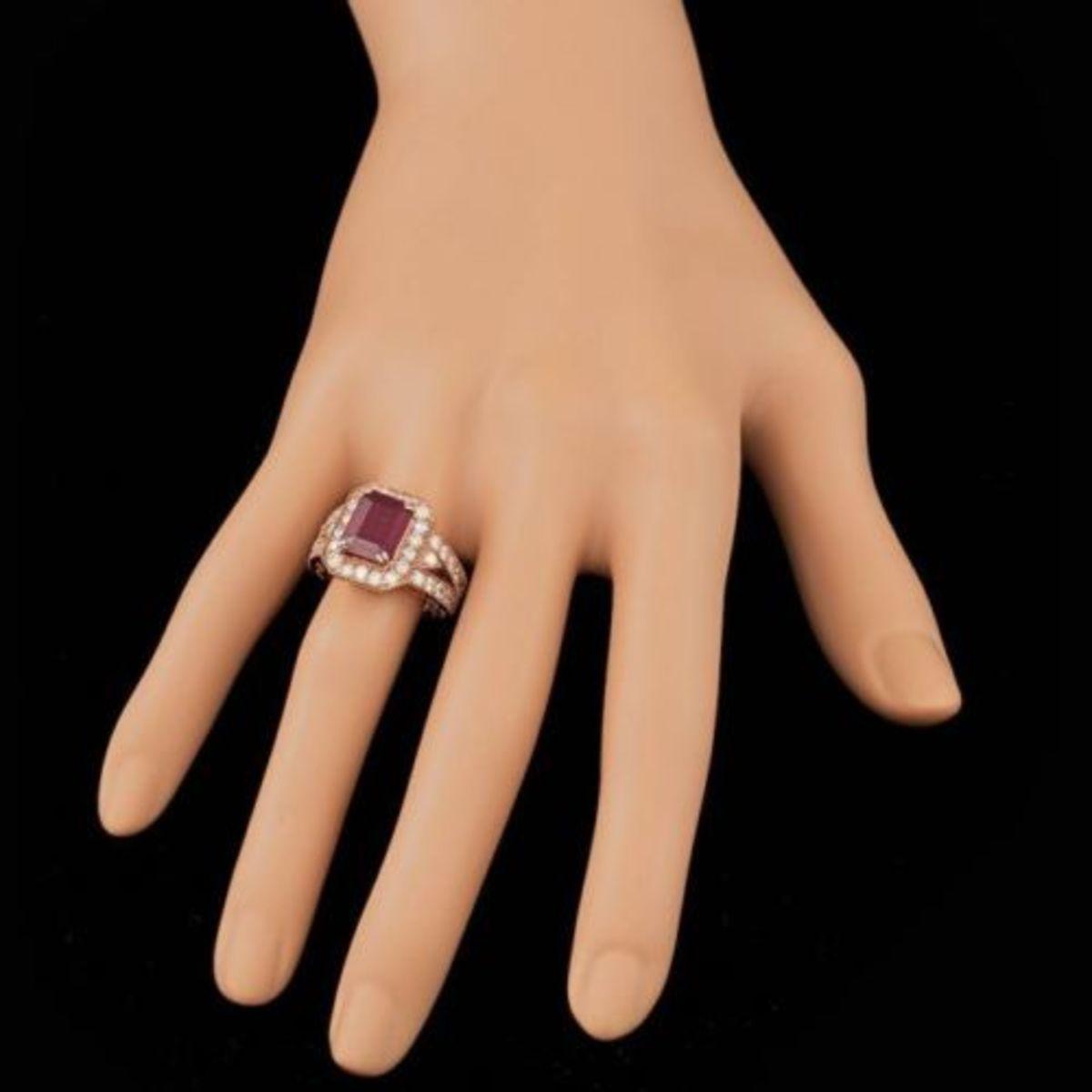 14K Rose Gold 4.17ct Ruby and 1.32ct Diamond Ring