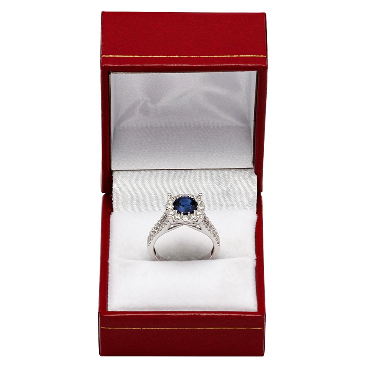 14k White Gold 1.19ct Lab Created Sapphire 1.25ct Diamond Ring