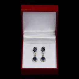 14k White Gold 3.28ct Sapphire 1.50ct Diamond Earrings