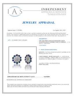 18K White Gold Setting with 5.0ct Sapphire and 1.46ct Diamond Ladies Earrings