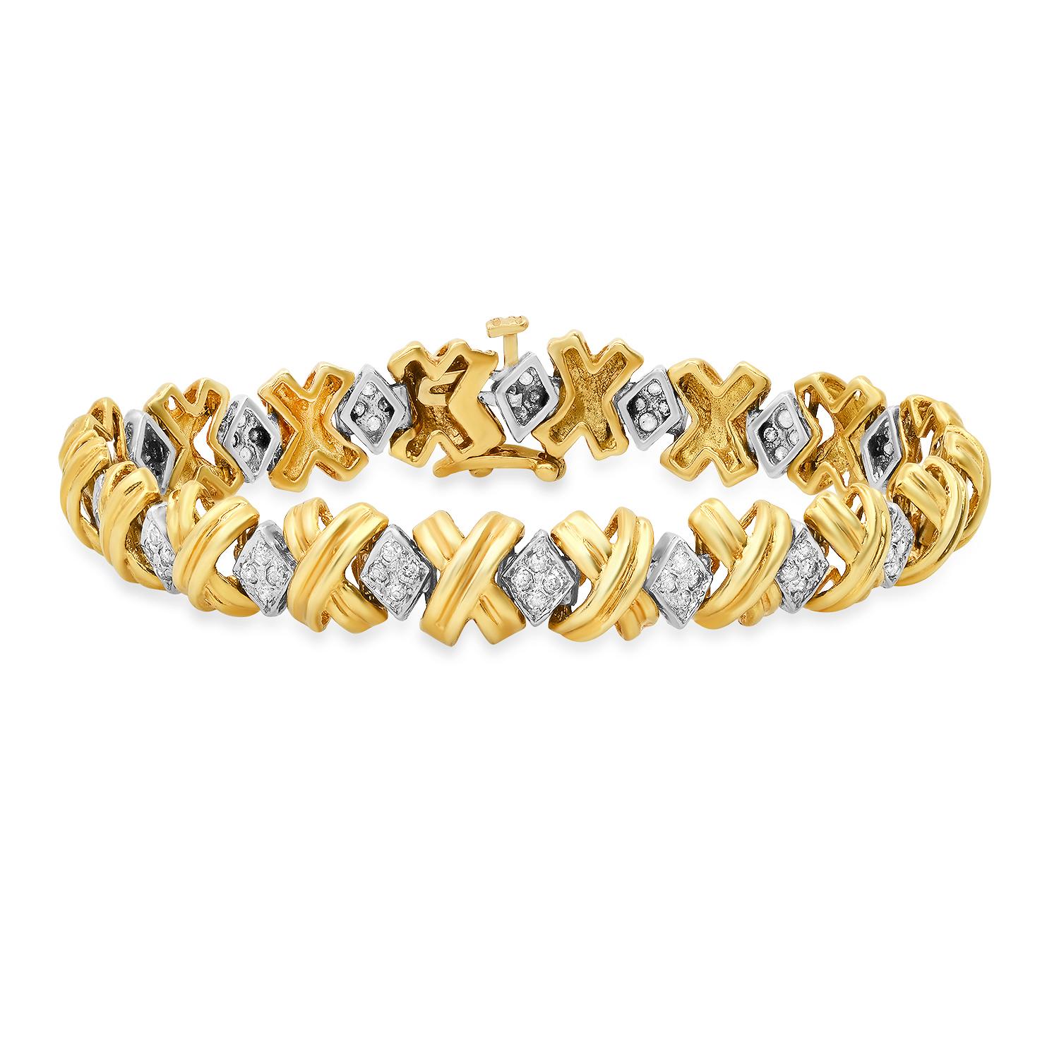 14K Yellow and White Gold Setting with 1.08ct Diamond Bracelet