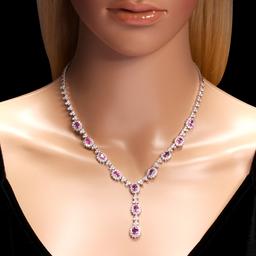 18k White Gold 7.52ct Sapphire 7.51ct Diamond Necklace