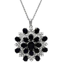 14k White Gold 27.94ct Sapphire 2.61ct Diamond Necklace