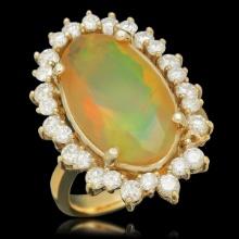 14K Yellow Gold 5.37ct Opal and 1.46ct Diamond Ring