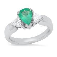 Platinum Setting with 0.98ct Emerald and 0.54ct Diamond Ring