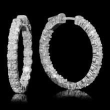 14K White Gold and 6.10ct Diamond Hoop Earrings