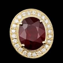 14K Yellow Gold 10.39ct Ruby and 0.92ct Diamond Ring