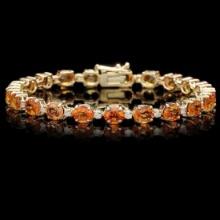 14K Yellow Gold 15.40ct Orange Sapphire and 0.85ct Diamond Bracelet