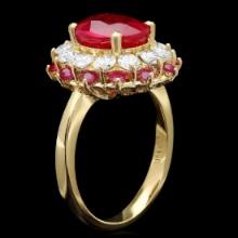 14K Yellow Gold 3.97ct Ruby and 1.14ct Diamond Ring