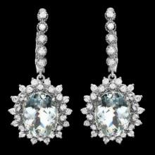 14k 8.17ct Aquamarine 2.08ct Diamond Earrings