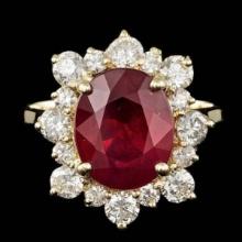 14K Yellow Gold 5.37ct Ruby and 1.36ct Diamond Ring