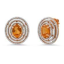 18K Rose Gold Setting with 2.19ct Citrine and 0.68ct Diamond Earrings