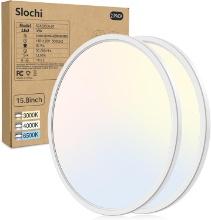 Slochi 15.8 Inch 2 Pack Flush Mount LED Ceiling Light, 36W, Retail $75.00