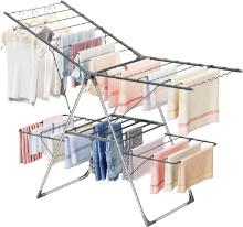 Bigzzia Clothes Drying Rack, Foldable, 2-Level, Large, Stainless Steel, Retail $70.00