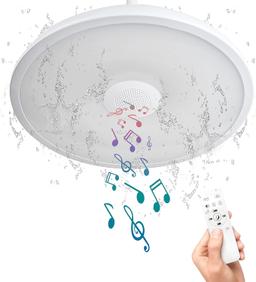 ASALL Smart Waterproof LED Ceiling Light Fixture ,with Bluetooth Speaker,11", 18W, Retail $50.00