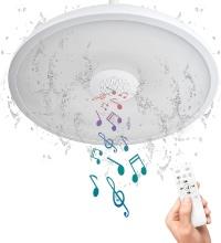 ASALL Smart Waterproof LED Ceiling Light Fixture ,with Bluetooth Speaker,11", 18W, Retail $50.00