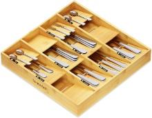 SpaceAid Bamboo Silverware Drawer Organizer with Labels, (12 Slots), Retail $50.00