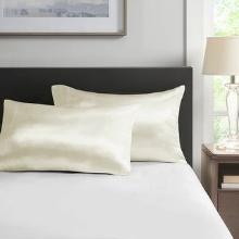 Madison Park Essentials 100% Polyester Solid Satin Pillow Case in Ivory - King Size, Retail $25.00